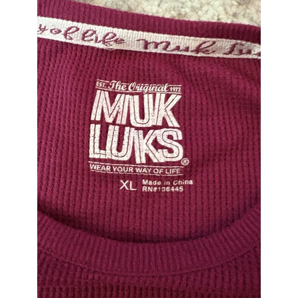 MUK LUKS Women’s Burgundy Solid Knit Long Sleeve Crew Neck Pullover Top XL - Picture 4 of 8